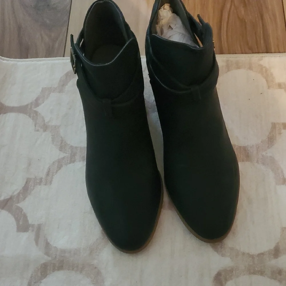 Dr. Scholl's Black Ankle Boots with Gold Buckle‎